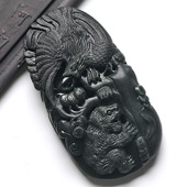 糯冰种墨翠缅甸翡翠A货英雄挂件