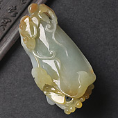 糯冰种晴水黄翡缅甸翡翠A货玉兰花挂件