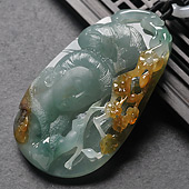 冰种晴水黄翡缅甸翡翠A货踏雪寻梅挂件