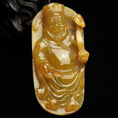 冰种黄翡缅甸翡翠A货财神挂件
