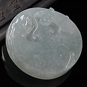 糯冰种晴水缅甸翡翠A货龙凤牌挂件