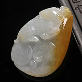 糯冰种晴水黄翡缅甸翡翠A货洋洋得意挂件