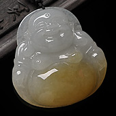 糯冰种黄翡缅甸翡翠A货玉佛挂件