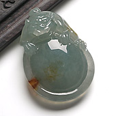 糯冰种晴水缅甸翡翠A货招财进宝挂件
