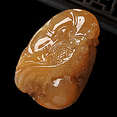 冰种黄翡缅甸翡翠A货年年有余挂件