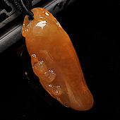 糯冰种红黄翡缅甸翡翠A货福瓜挂件