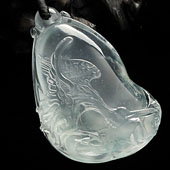 玻璃种晴水缅甸翡翠A货仙鹤挂件