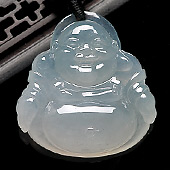 冰种淡晴水缅甸翡翠A货玉佛挂件