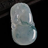 糯冰种飘花缅甸翡翠A货福禄寿挂件