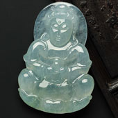 冰种晴水缅甸翡翠A货观音挂件