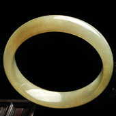 糯冰种黄翡缅甸翡翠A货手镯（55.2mm）