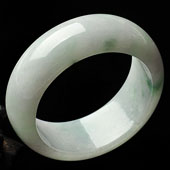 糯冰种淡春带彩缅甸翡翠A货手镯/童镯（39.4mm）