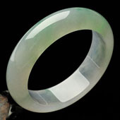 糯冰种淡春带彩缅甸翡翠A货手镯（59.3mm）