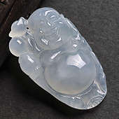 冰种晴水缅甸翡翠A货逍遥佛挂件