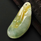 糯冰种黄翡缅甸翡翠A货福瓜挂件