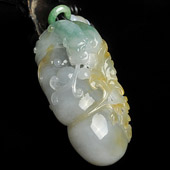 糯冰种三彩缅甸翡翠A货葫芦手玩件