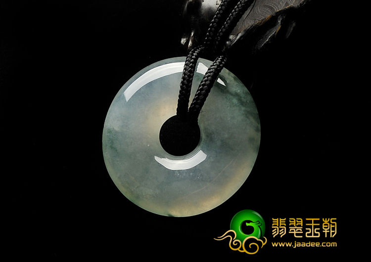冰种飘花缅甸翡翠A货平安扣挂件