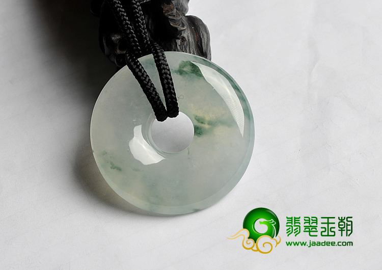 冰种飘花缅甸翡翠A货平安扣挂件