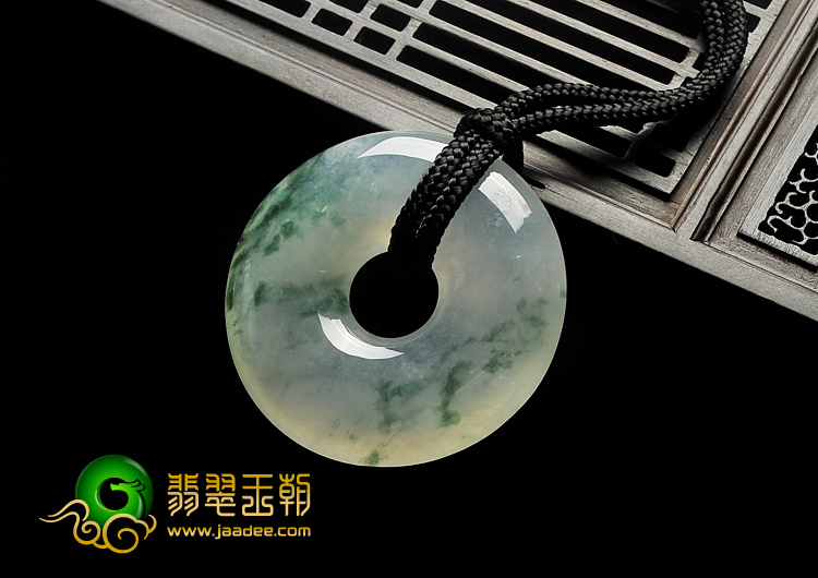 冰种飘花缅甸翡翠A货平安扣挂件