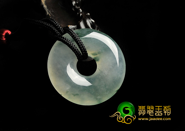 冰种飘花缅甸翡翠A货平安扣挂件