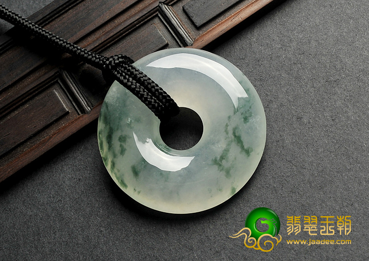 冰种飘花缅甸翡翠A货平安扣挂件