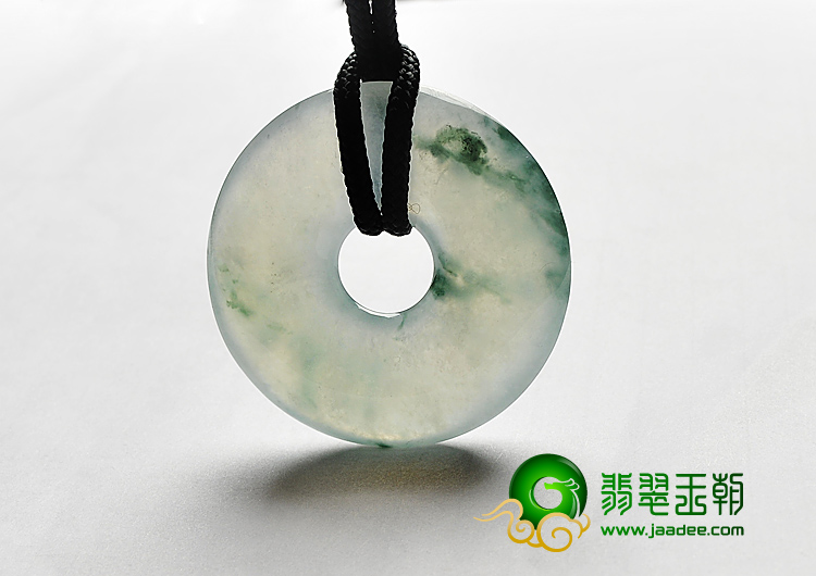 冰种飘花缅甸翡翠A货平安扣挂件