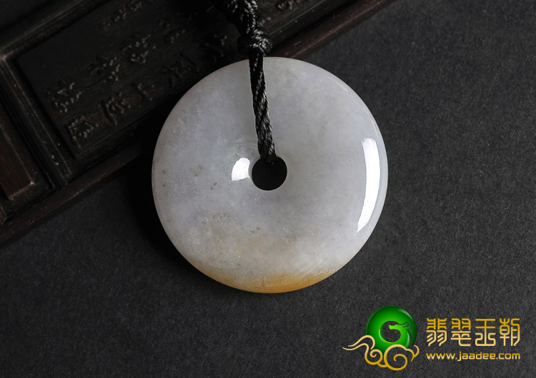 糯冰种淡紫罗兰带黄翡缅甸翡翠A货平安扣挂件