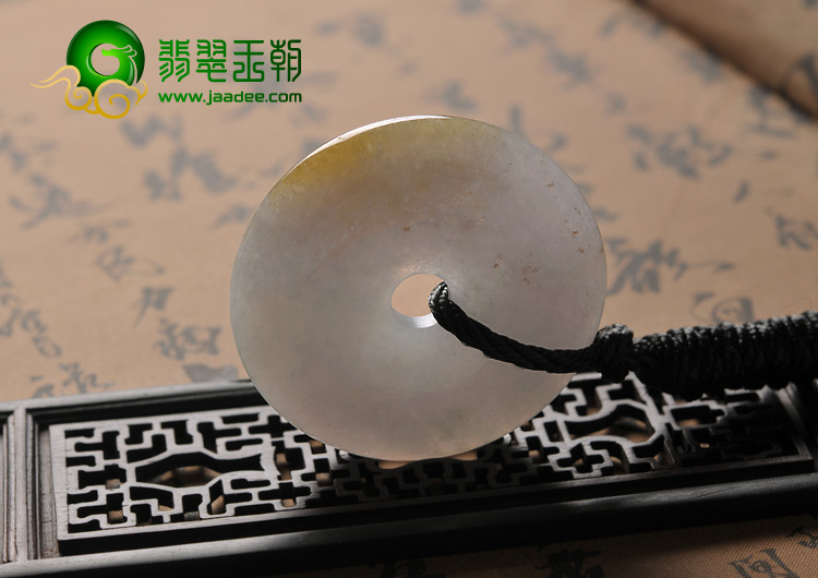 糯冰种淡紫罗兰带黄翡缅甸翡翠A货平安扣挂件