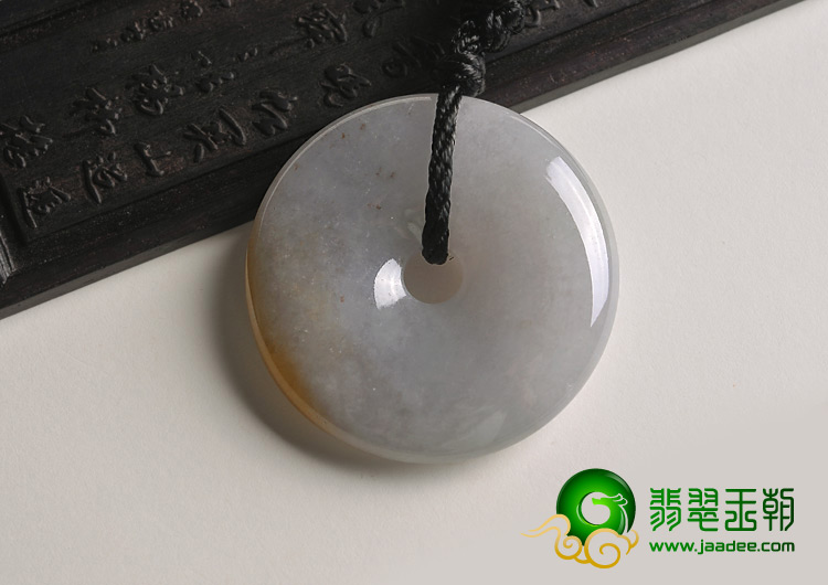 糯冰种淡紫罗兰带黄翡缅甸翡翠A货平安扣挂件