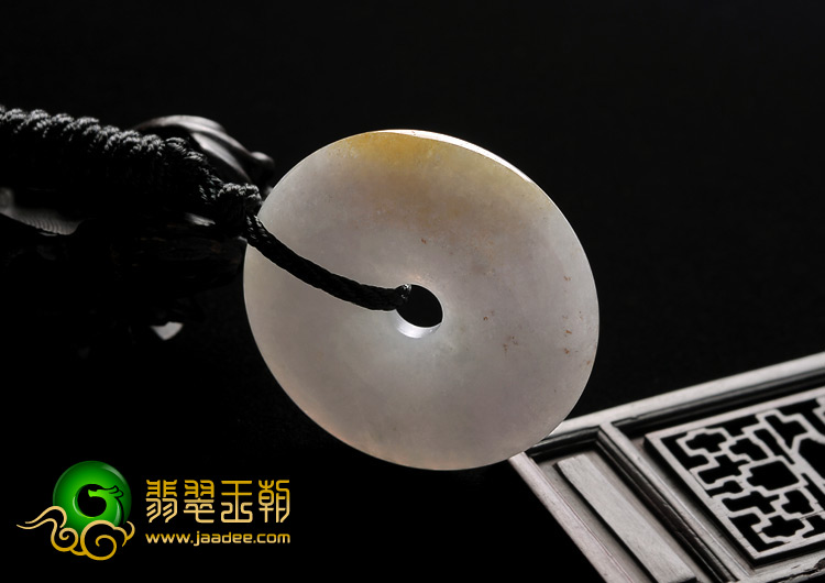 糯冰种淡紫罗兰带黄翡缅甸翡翠A货平安扣挂件