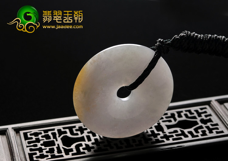 糯冰种淡紫罗兰带黄翡缅甸翡翠A货平安扣挂件