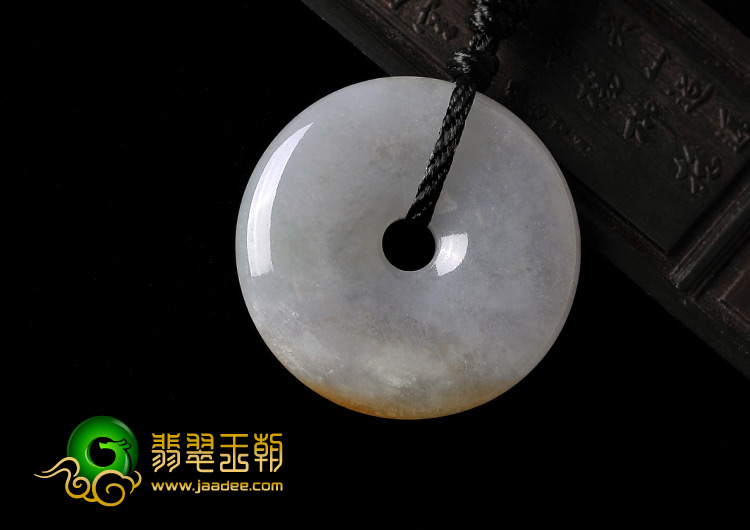 糯冰种淡紫罗兰带黄翡缅甸翡翠A货平安扣挂件