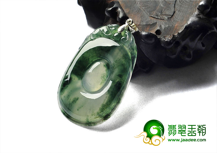 冰种飘花缅甸翡翠A货福在眼前挂件