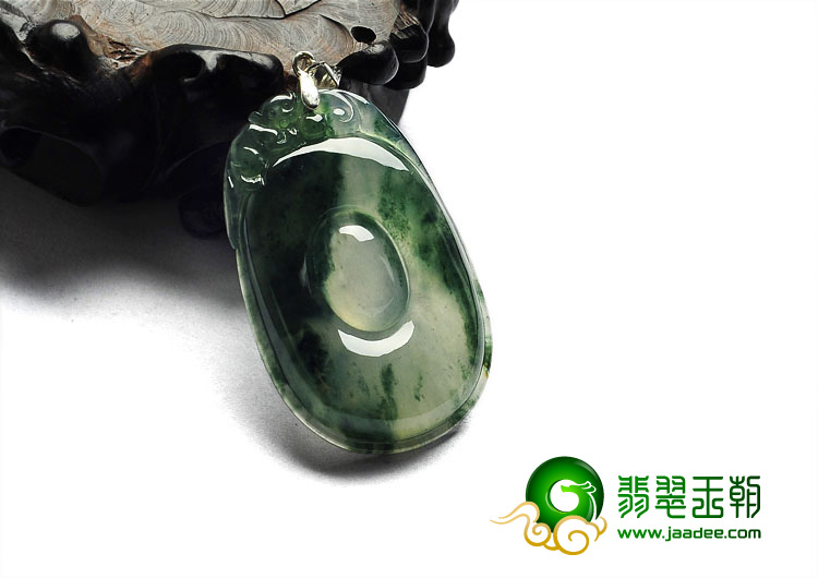 冰种飘花缅甸翡翠A货福在眼前挂件