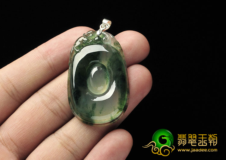 冰种飘花缅甸翡翠A货福在眼前挂件