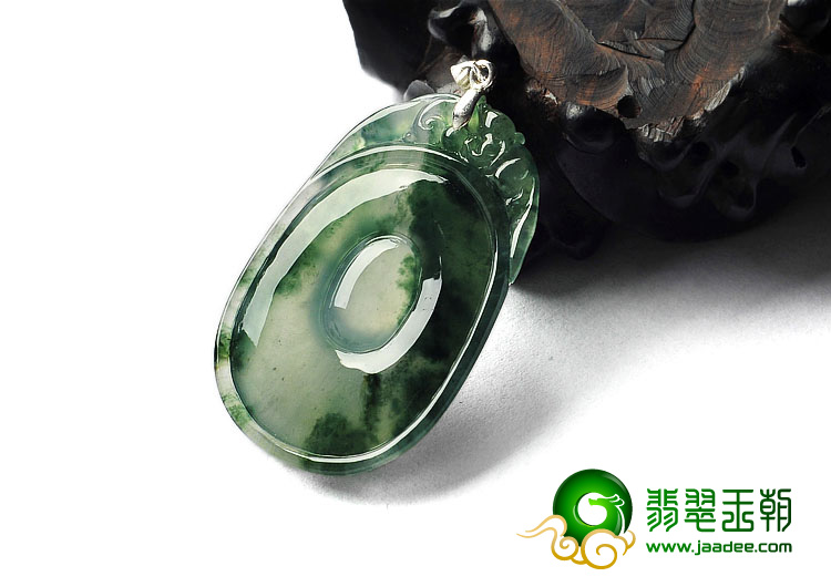 冰种飘花缅甸翡翠A货福在眼前挂件