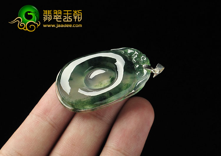 冰种飘花缅甸翡翠A货福在眼前挂件