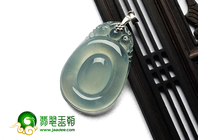冰种晴水缅甸翡翠A货福在眼前挂件