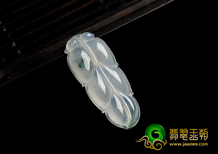 冰种略飘花缅甸翡翠A货叶子挂件