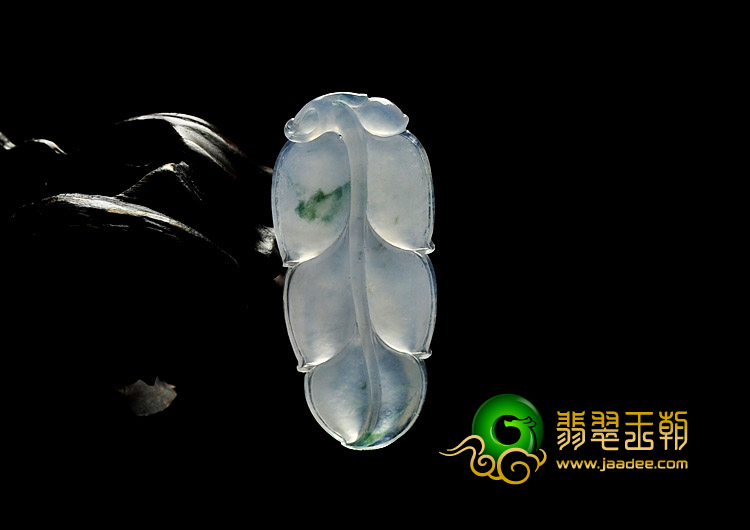 冰种略飘花缅甸翡翠A货叶子挂件