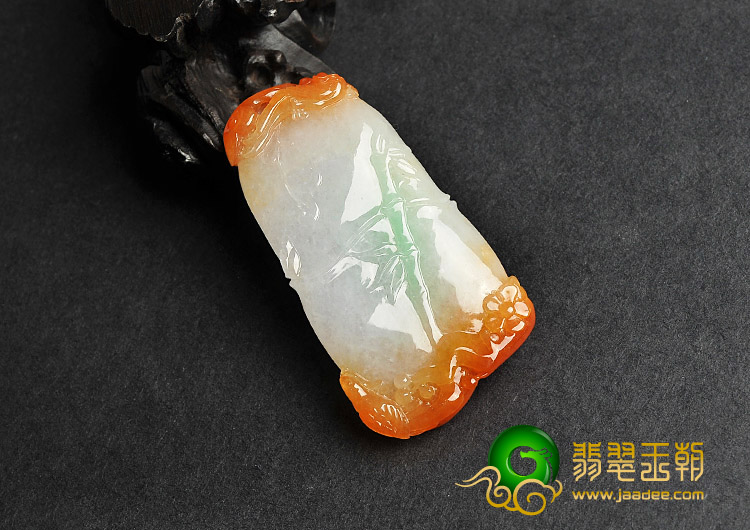 糯冰种红黄翡略飘翠缅甸翡翠A货节节高挂件