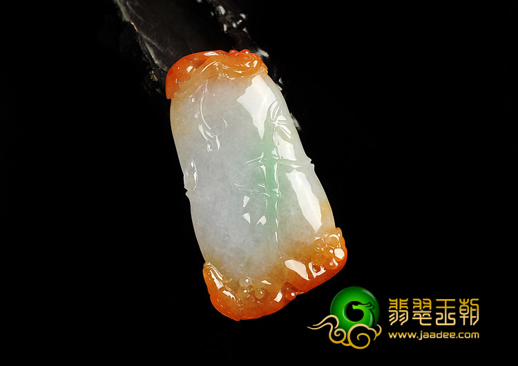 糯冰种红黄翡略飘翠缅甸翡翠A货节节高挂件