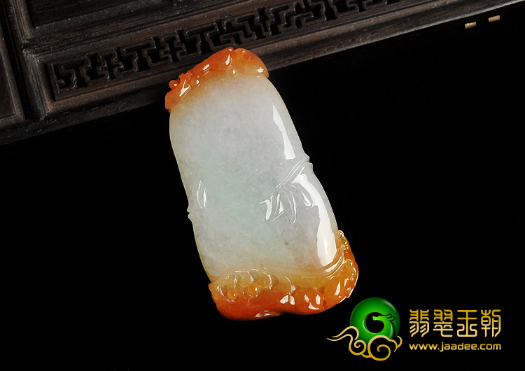 糯冰种红黄翡略飘翠缅甸翡翠A货节节高挂件
