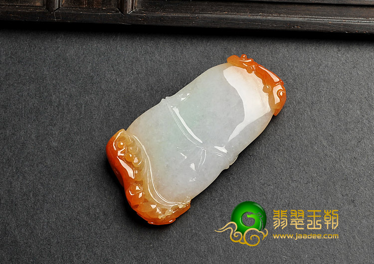 糯冰种红黄翡略飘翠缅甸翡翠A货节节高挂件
