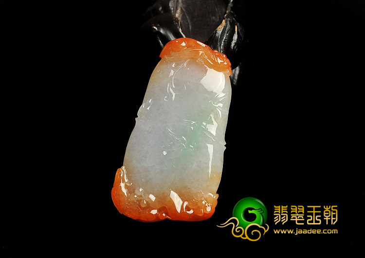 糯冰种红黄翡略飘翠缅甸翡翠A货节节高挂件
