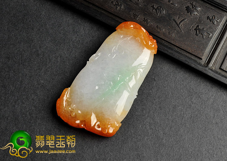 糯冰种红黄翡略飘翠缅甸翡翠A货节节高挂件