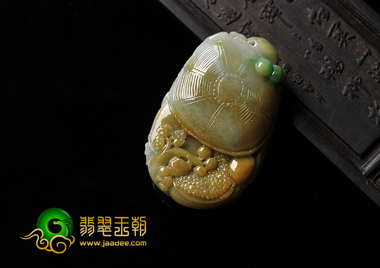 糯冰种黄加绿缅甸翡翠A货喜上眉梢挂件