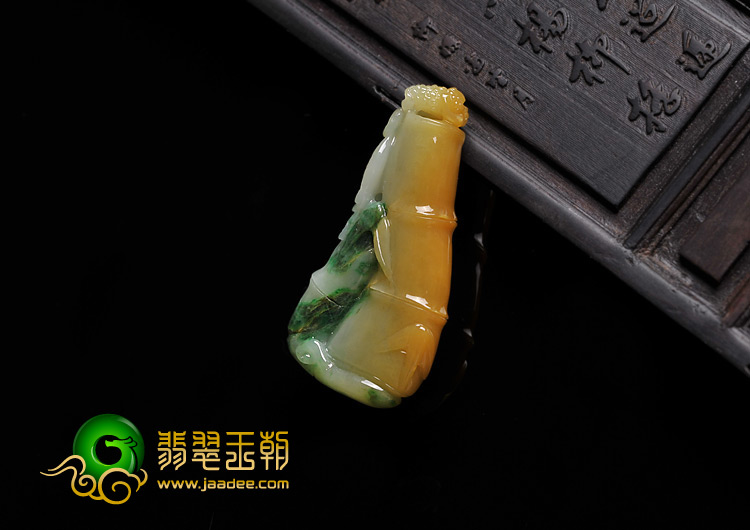 细糯种黄加绿缅甸翡翠A货节节高挂件