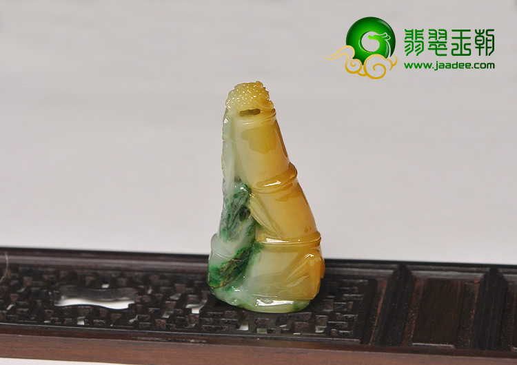 细糯种黄加绿缅甸翡翠A货节节高挂件