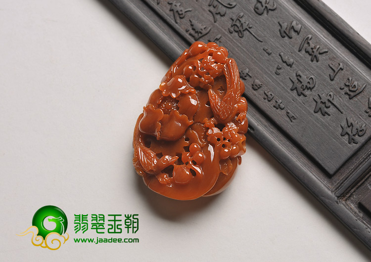 细糯种褐红翡缅甸翡翠A货鸟语花香挂件